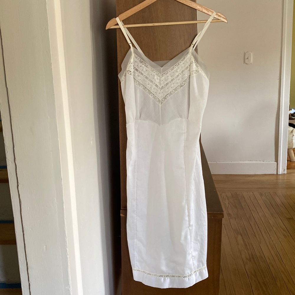 Vintage white slip dress with lace details